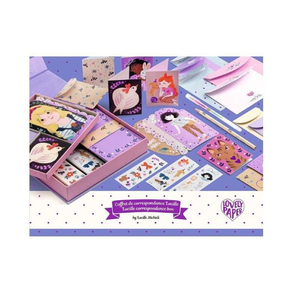 Djeco Lucille Correspondence Box Letter Writing Stationery Set Kids 5y+