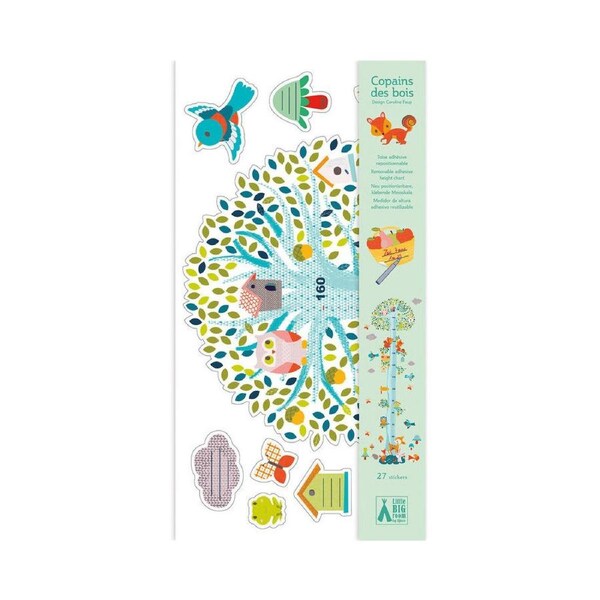 Djeco Friends Of The Woods Plastic Height Chart 62cm Wall Hanging Baby 0m+