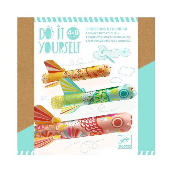 Djeco Do It Yourself Koinobori Flying Fish Colour & Inflate Kids DIY Kit 4y+