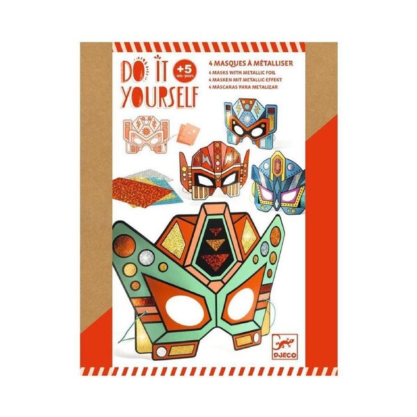 Djeco Do It Yourself Super Robots Masks Metallic Stickers Kids DIY Kit 5y+