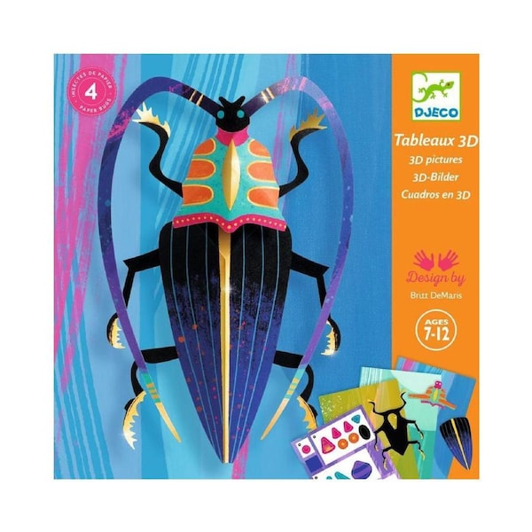 Djeco Bugs 3D Poster Kids/Childrens DIY Creative Craft/Art Activity Kit 7y+