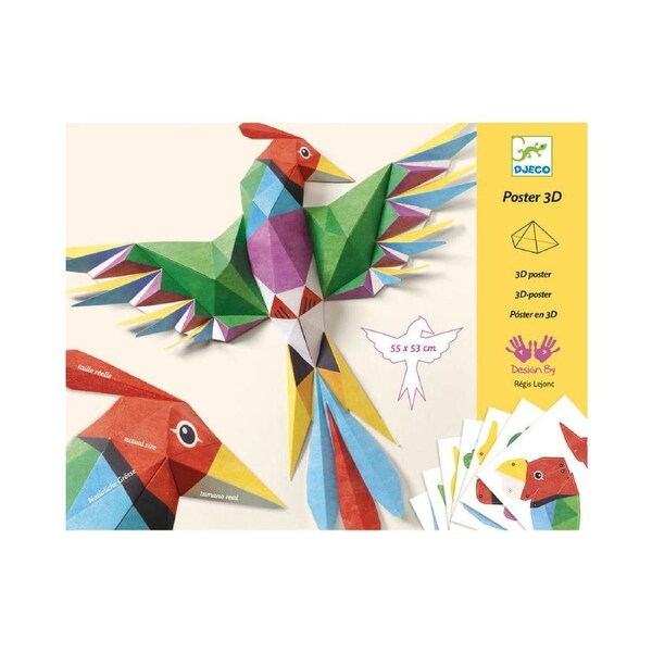 Djeco Amazonie Bird 3D Poster Kids/Childrens DIY Creative Craft/Art Kit 8y+