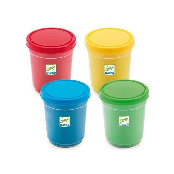 Djeco 4 Pots of Bright Modelling Dough Kids/Children Crafts/Art Set 18m+