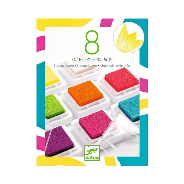 Djeco 8 Pop Ink Pads & 1 Cleaner Kids/Children Creative Crafts/Art Set 5y+