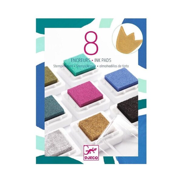 Djeco 8 Chic Ink Pads & 1 Cleaner Kids/Children Creative Crafts/Art Set 5y+