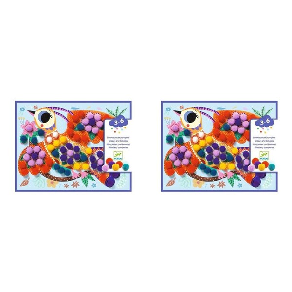 2x Djeco Assortments Pompom Collage Art/Craft Activity Kit Kids/Children 3y+