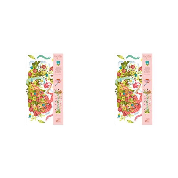 2x Djeco Girl In The Garden Plastic Height Chart 62.5cm Wall Hanging Baby 0m+