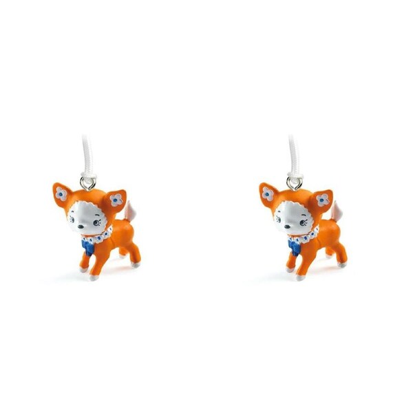 2x Djeco Indie Tinyly Bag Tag 3cm Hanging Fox Pendant Charm Keychain Kids 4y+