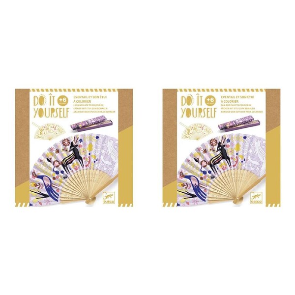 2x Djeco Do It Yourself Woodland Beauty Fan Colour Kids DIY Creative Kit 6y+