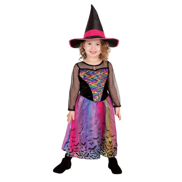 Rubies Rainbow Colour Magic Witch Deluxe Kids Girls Dress Up Costume M