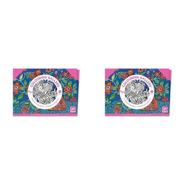 2x Djeco Blooms Colouring Gallery Kids/Children Educational Art Activity 8y+