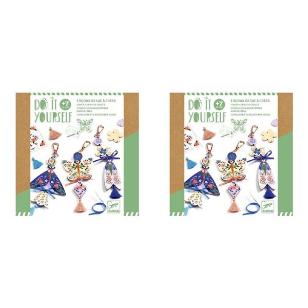 2x Djeco Do It Yourself Butterflies Bag Charms Kids DIY Creative Activity Kit 7+