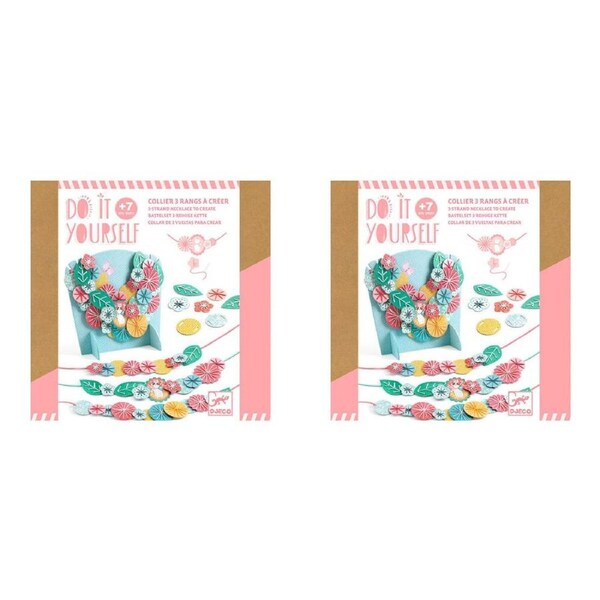 2x Djeco Do It Yourself Flora Necklaces & Stand Kids Creative Activity Kit 7y+