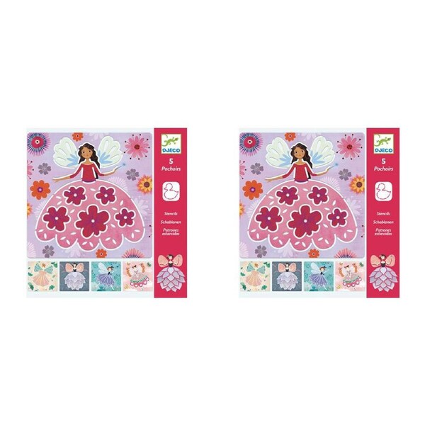 10pc Djeco Fairies Stencil Sheets Kids Art Drawing Educational Activity 4y+