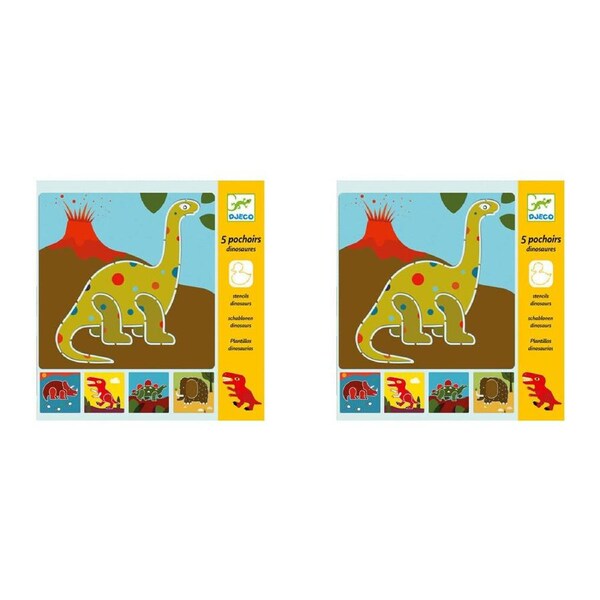 10pc Djeco Dinosaurs Stencil Sheets Kids Art Drawing Educational Activity 4y+