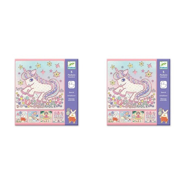 10pc Djeco Kawailand Stencil Sheets Kids Art Drawing Educational Activity 4y+