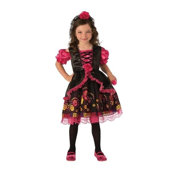 Rubies Day Of The Dead Girls Kids Dress Up Halloween Party Costume Set M