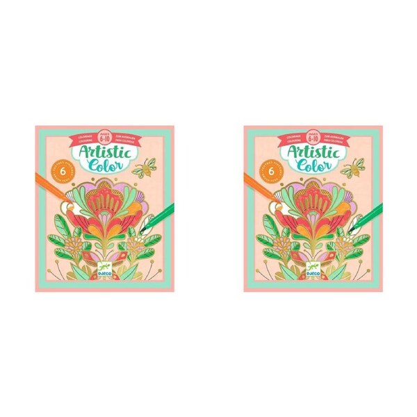 2x Djeco Flora Artistic Colouring Kids/Childrens Creative Craft/Art Kit 6y+