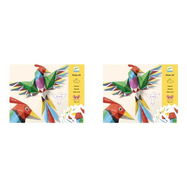 2x Djeco Amazonie Bird 3D Poster Kids/Childrens DIY Creative Craft/Art Kit 8y+