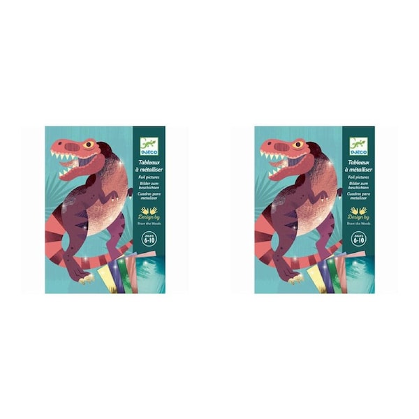 2x Djeco Jurassic Foil Pictures Kids/Children Creative Activity Art Kit 6y+