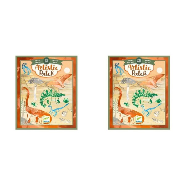 2x Djeco Artistic Patch Metal Dinosaurs /Childrens Creative Craft/Art Kit 6y+