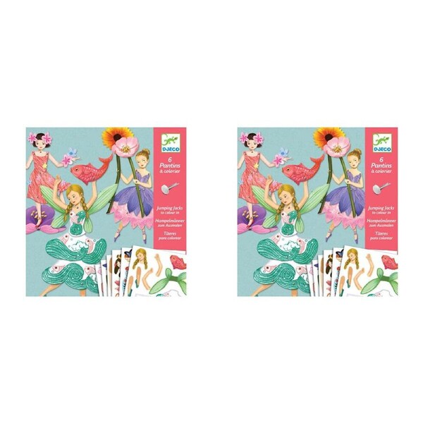 2x Djeco Fairies Paper Puppets Kids/Children Creative Crafts/Art Kit Set 6y+