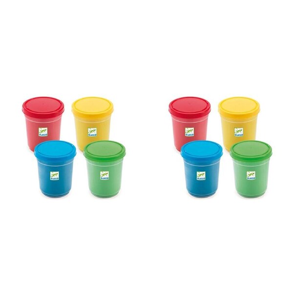 2x Djeco 4 Pots of Bright Modelling Dough Kids/Children Crafts/Art Set 18m+
