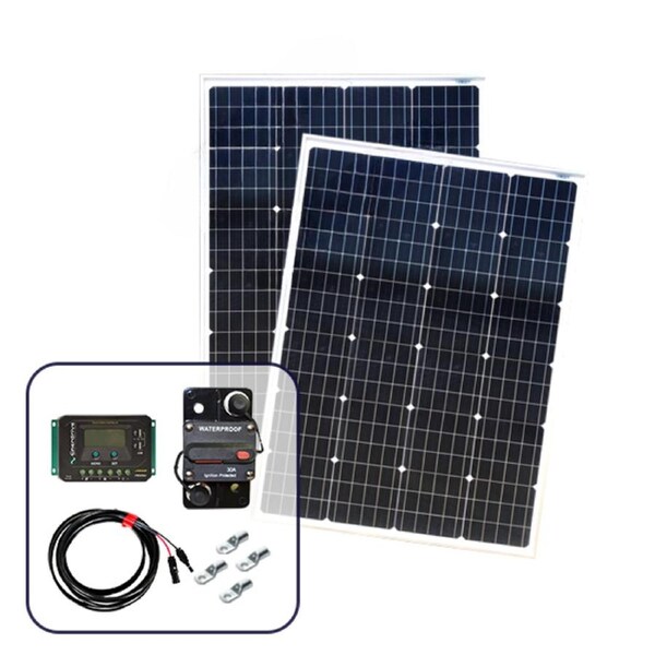 Enerdrive 2 x 150W Squat Solar Panel with Installation Kit