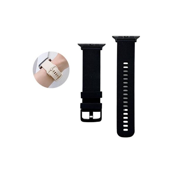 Nevenka Silicone Watch Bands Whorl Pattern for iWatch Series SE/7/6/5/4/3/2/1-Black 42/44/45mm