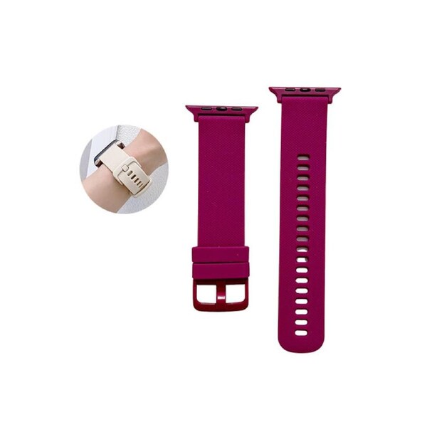 Nevenka Silicone Watch Bands Whorl Pattern for iWatch Series SE/7/6/5/4/3/2/1-RoseRed 42/44/45mm