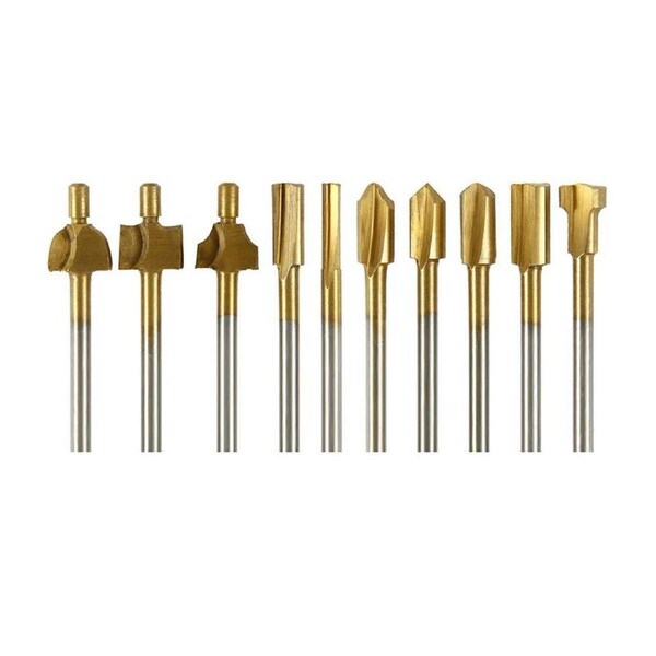 10Pcs/Set 3mm Titanium Mini HSS Router Bits Trimmer Shank For Rotary Tool