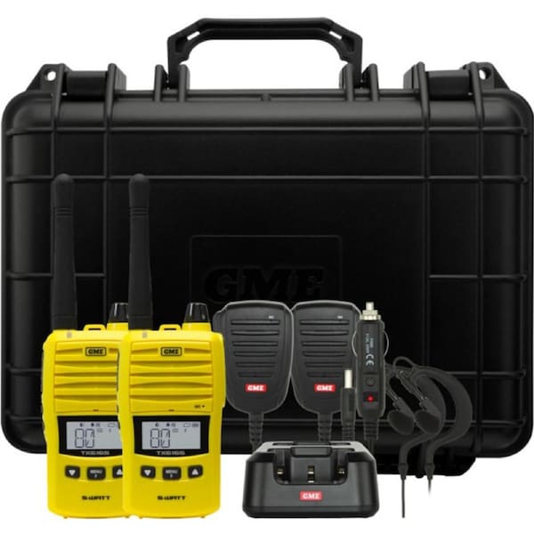 GME TX6165YTP 5W 80Ch UHF Handheld Radio Yellow Twin Pack