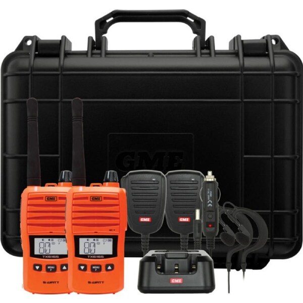 GME TX6165OTP W 80Ch UHF Handheld Radio Orange Twin Pack