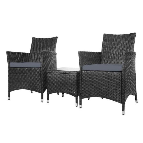 Patio Furniture 3 Piece Outdoor Setting Bistro Set Chair Table Wicker 56x55x84cm