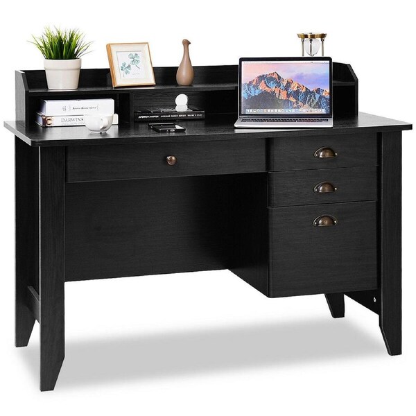 Costway Computer Desk Workstation Writing Study w/Shelf Black