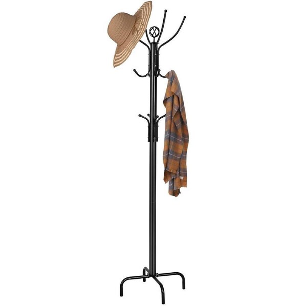 Costway Coat Rack 12 practical hooks Hat Clothes Stand Hanger Hallway Entryway