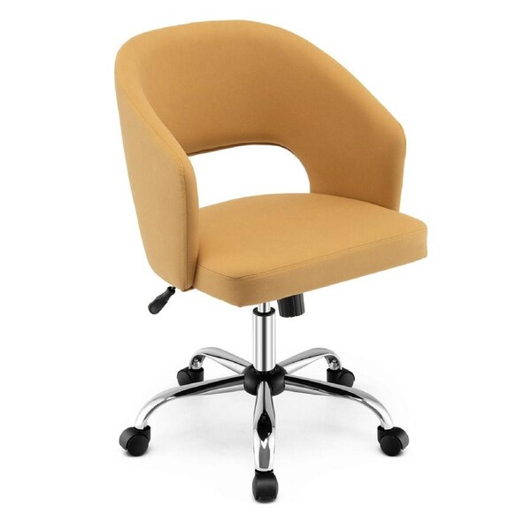 Costway Swivel Chair Height Adjustable Bedroom Yellow
