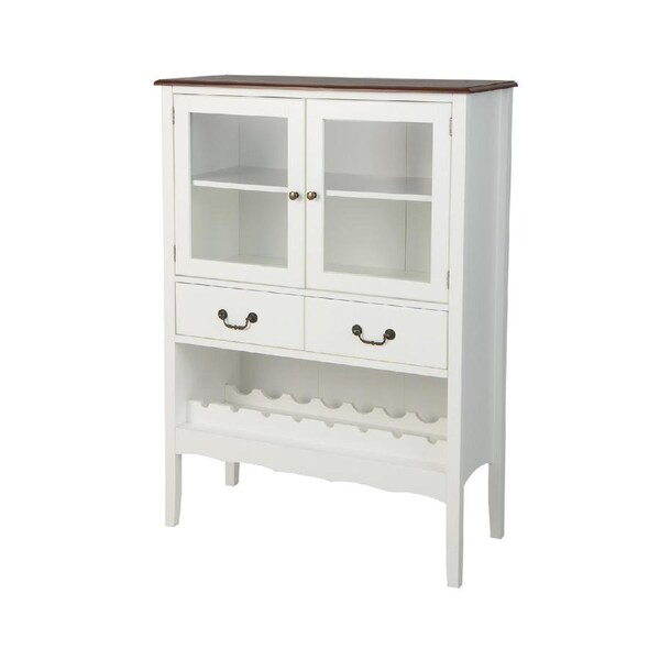 Costway Kitchen Sideboard Buffet Wine Cabinet w/Wine Rack White