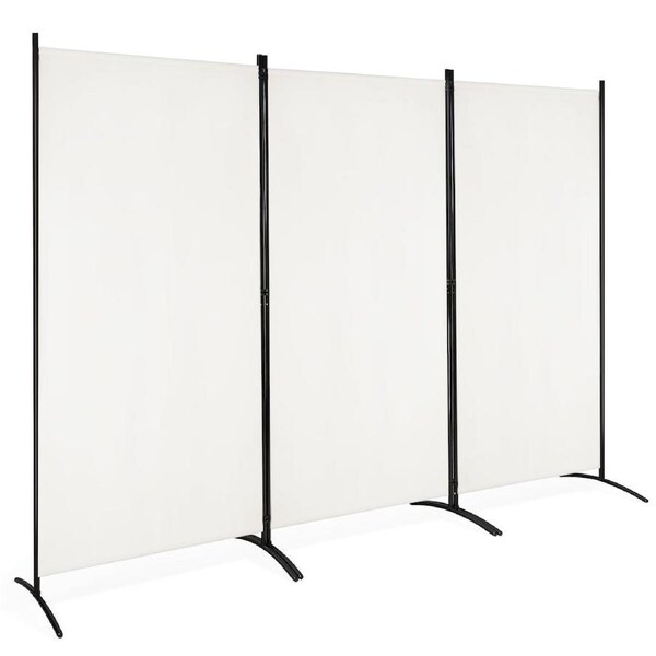 Costway 3 Panel Room Divider Folding Privacy Screen Wall Partition Stand Living Bedroom White