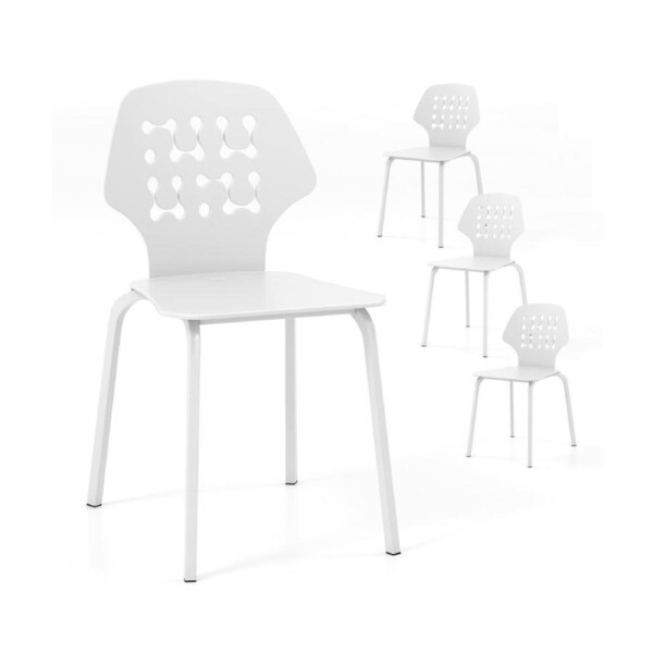 Costway 4x Dining Chairs w/Metal Legs White