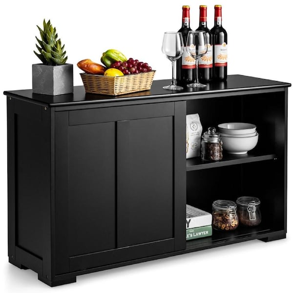 Costway Kitchen Storage Cabinet Buffet Sideboard Organiser Black