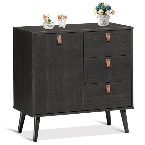 Costway Wood Buffet 3 Chest of Drawers Sideboard Cupboard Storage Cabinet Kitchen Brown