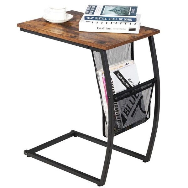 Costway C-shaped Side End Table Metal Frame