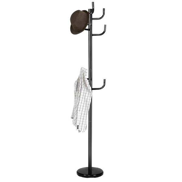 Costway Coat Rack Metal Hat Clothes Tree Stand Black