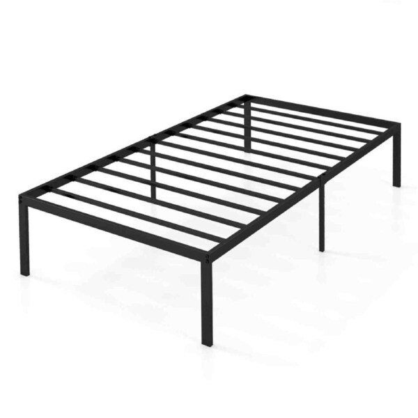Costway Twin Size Metal Bed Frame Heavy Duty w/Storage Space Black