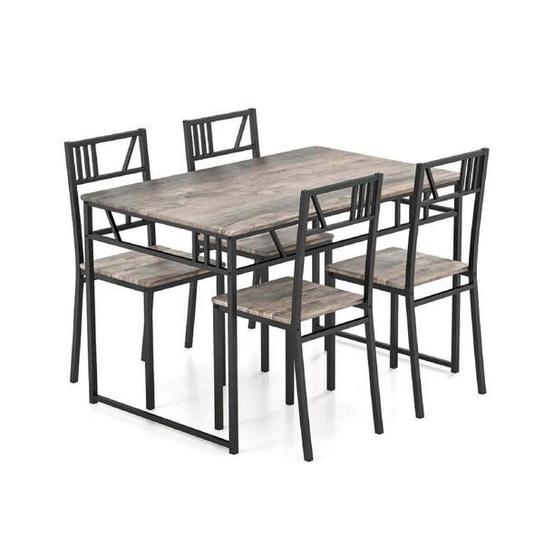 Costway 5pcs Dining Table Chairs Set Metal Frame Kitchen Table & 4 Chairs Compact Furniture