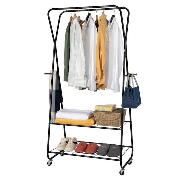 Costway Garment Rack Mobile Clothes Drying Rack w/Shelves
