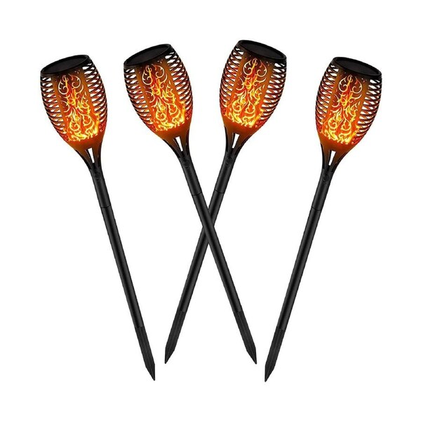 Pack Solar Garden Lights Outdoor, Solar Flame Light with IP65 Waterproof, Realistic Flame Garden Lights, Auto On/Off, Warm Light for Outdoor