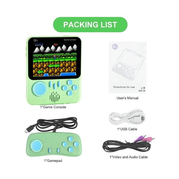 Handheld game console, mini retro game console with 666 classic games, 3.5 inch color screen handheld game console supports TV connection, 2 players (green)