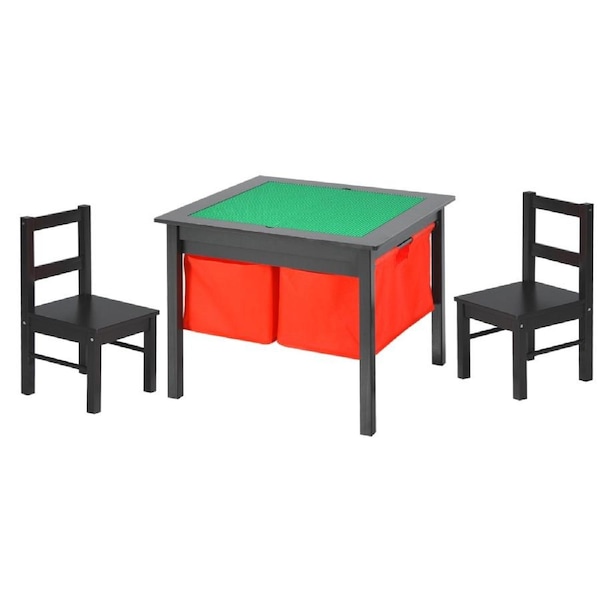 Costway 2-in-1 Writing Desk Activity Play Table w/2 Storage Drawer Brown